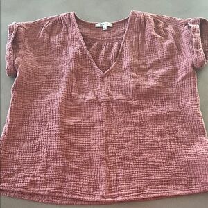 Madewell Dusty Rose Gauze V-Neck Tunic